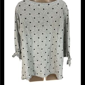 Old Navy Gray Blouse with Black Polka Dots
